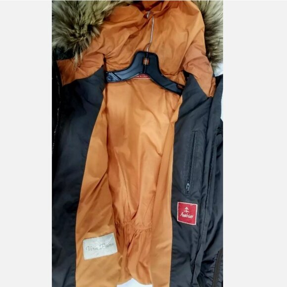 AUTHIER Italy Down Parka Puffer Ski Jacket Fur Trim Gray Green Women US 6 Small - Picture 5 of 12